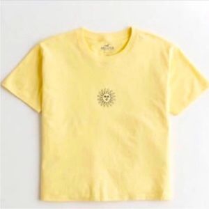Hollister Yellow Sun Cotton T-Shirt Crop